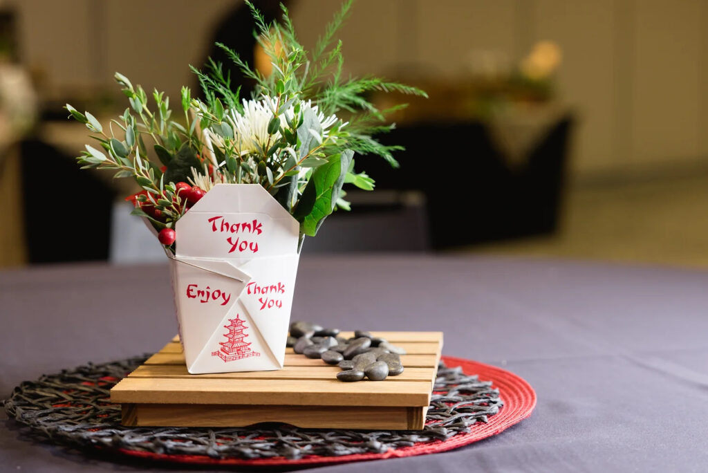 takeout centerpiece - catered event - Knife and Faulk Dallas catering